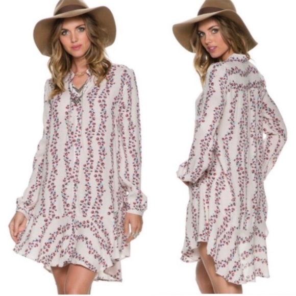 Free People Dresses & Skirts - Free People Floral Button-Down Shirtdress